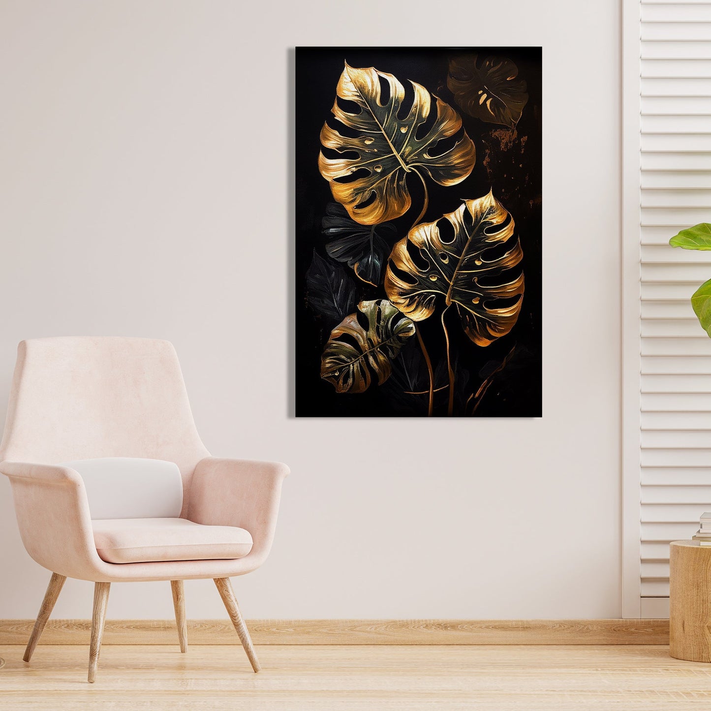 Kotart-Tropical Golden Leaf Canvas Paintings for Home Living Room Bedroom Wall Decor - Luxury Golden Art for Home Decor-Posters, Prints, & Visual Artwork