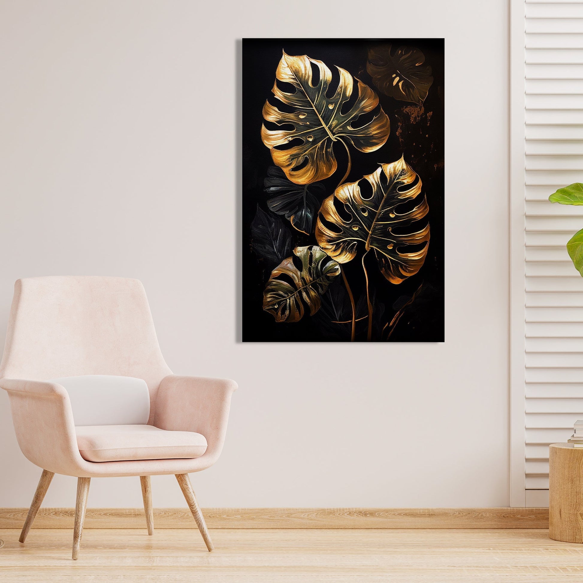Kotart-Tropical Golden Leaf Canvas Paintings for Home Living Room Bedroom Wall Decor - Luxury Golden Art for Home Decor-Posters, Prints, & Visual Artwork