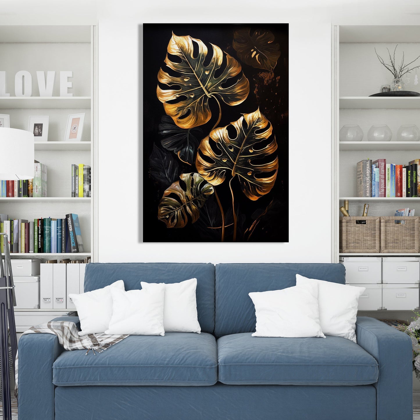 Kotart-Tropical Golden Leaf Canvas Paintings for Home Living Room Bedroom Wall Decor - Luxury Golden Art for Home Decor-Posters, Prints, & Visual Artwork