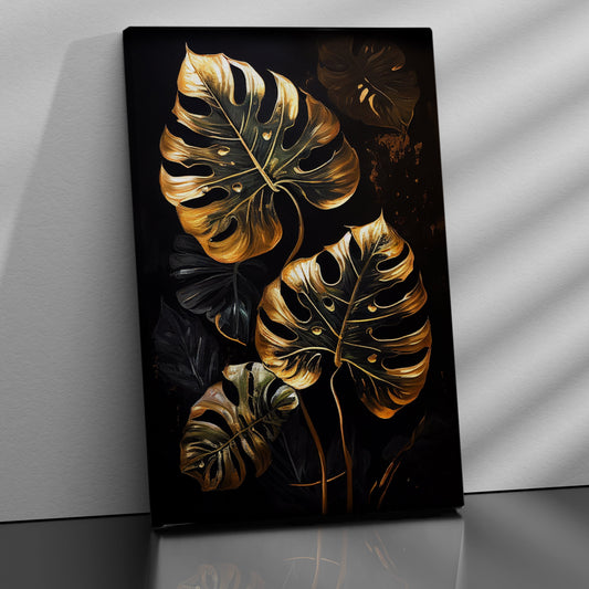 Kotart-Tropical Golden Leaf Canvas Paintings for Home Living Room Bedroom Wall Decor - Luxury Golden Art for Home Decor-Posters, Prints, & Visual Artwork