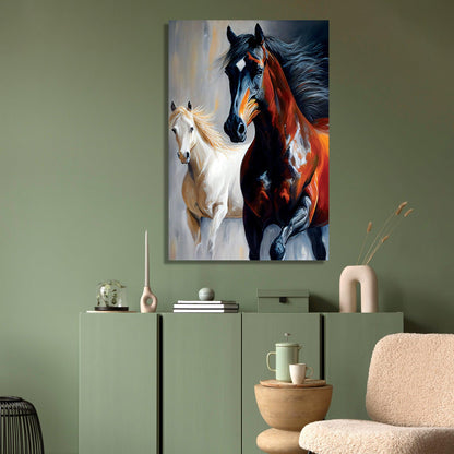 Kotart-Two Horse Canvas Art - Modern Horse Canvas Painting-Posters, Prints, & Visual Artwork