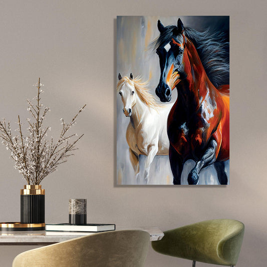 Kotart-Two Horse Canvas Art - Modern Horse Canvas Painting-Posters, Prints, & Visual Artwork