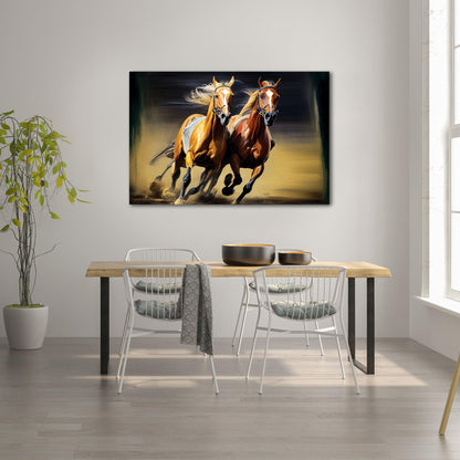 Kotart-Two Horses Running Canvas Painting - Large Canvas Art for Home and Office Wall Decor-Posters, Prints, & Visual Artwork