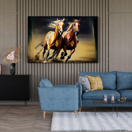 Kotart-Two Horses Running Canvas Painting - Large Canvas Art for Home and Office Wall Decor-Posters, Prints, & Visual Artwork