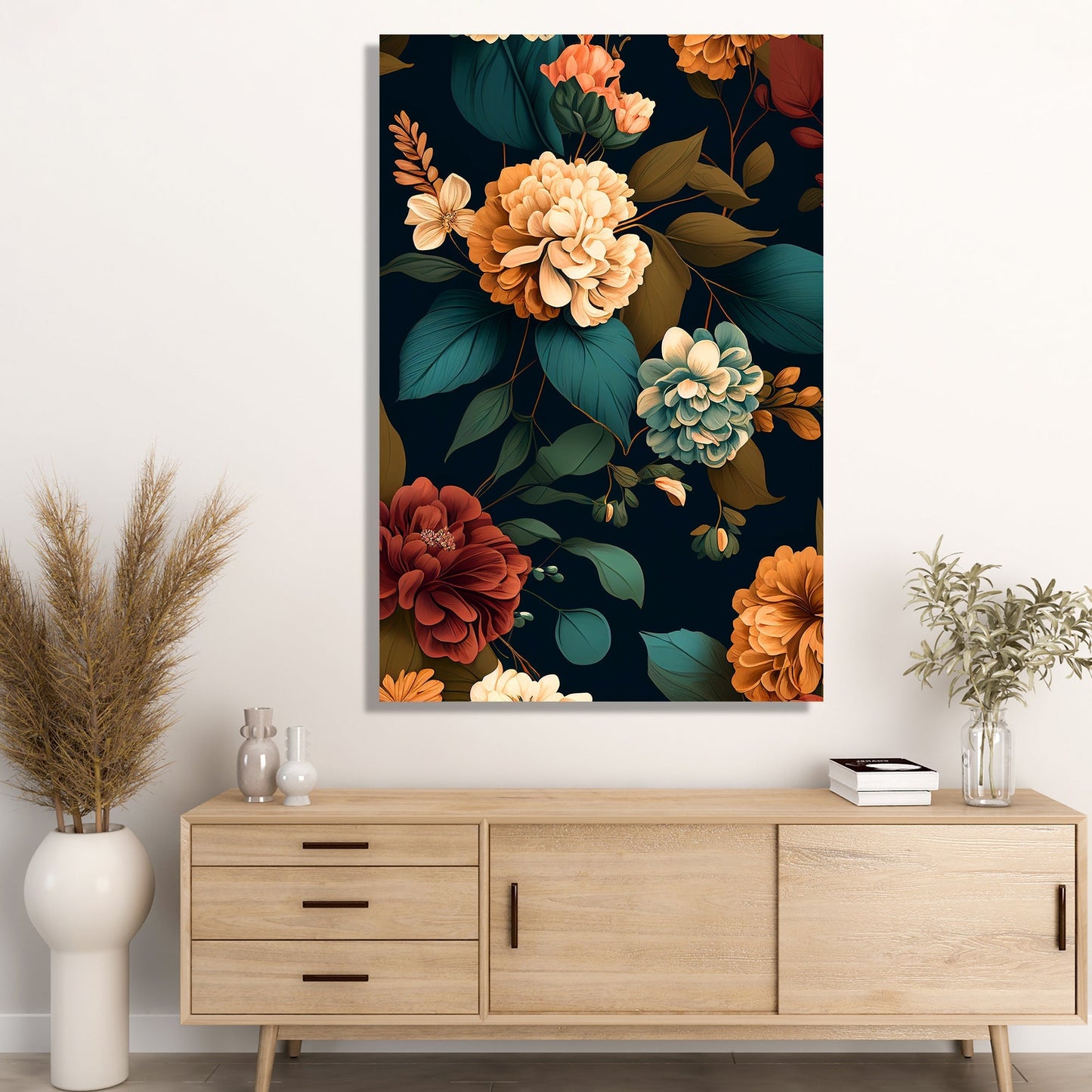 Unique and Stylish Vibrant Floral Abstract Art on Canvas - Ideal for Wall Decoration