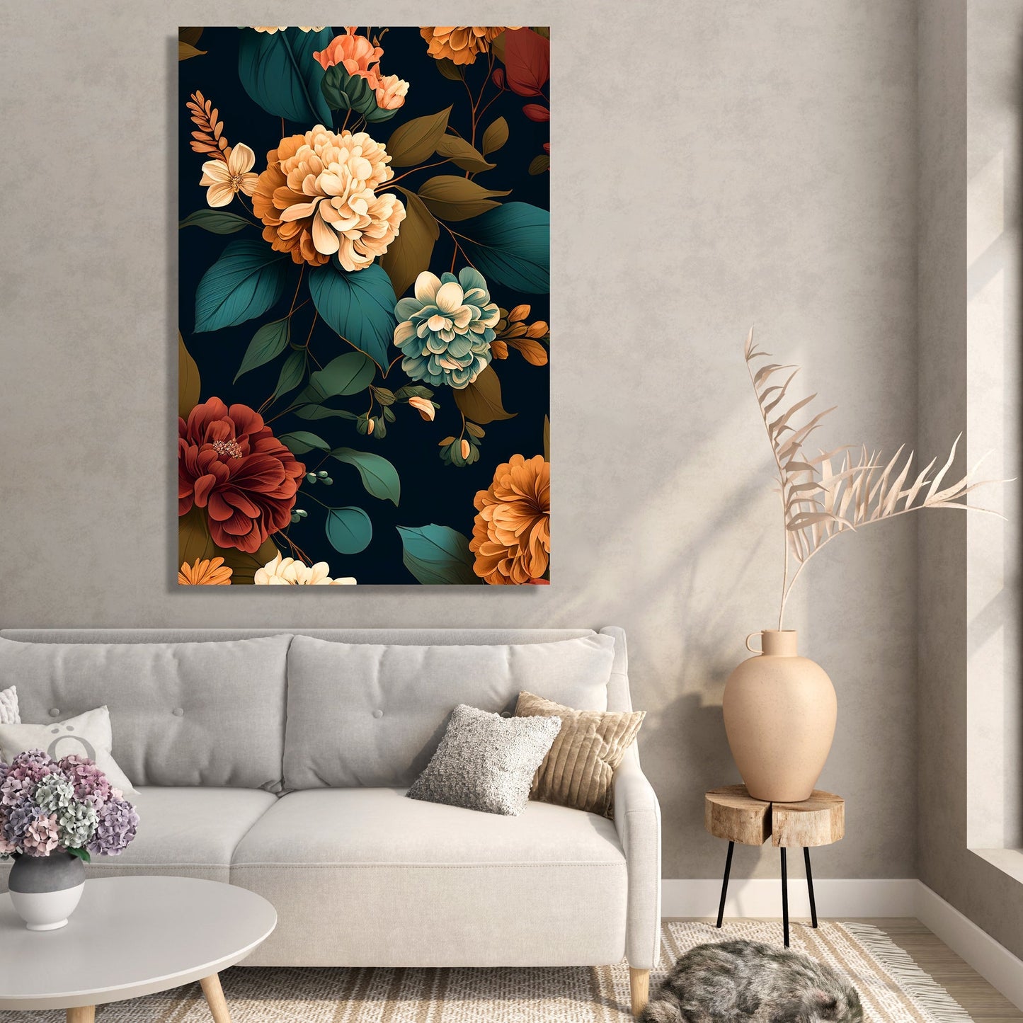 Unique and Stylish Vibrant Floral Abstract Art on Canvas - Ideal for Wall Decoration