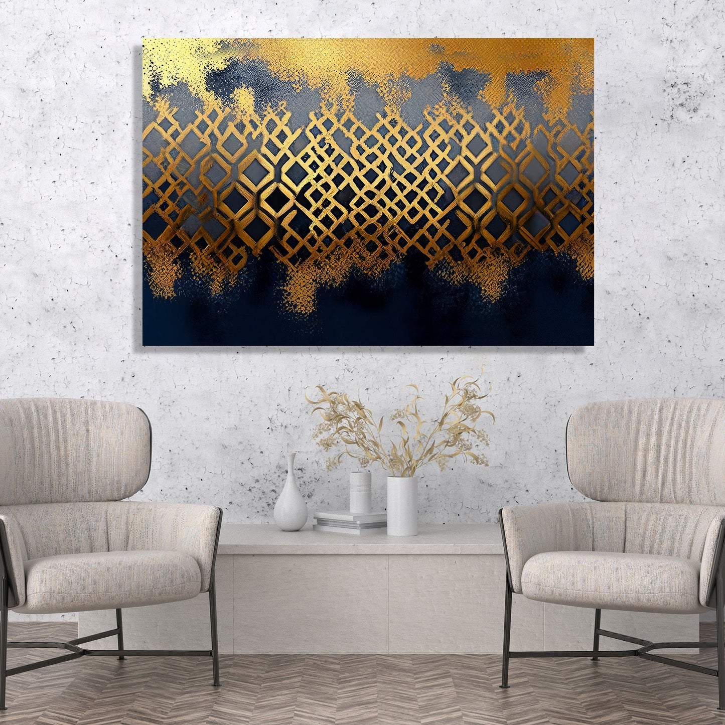 Upgrade Your Home with Bold and Beautiful Golden Abstract Art on Canvas - Living Room and Bedroom