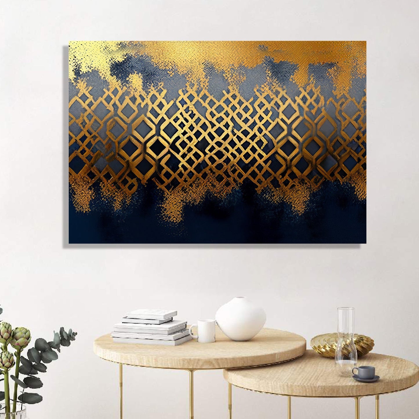 Upgrade Your Home with Bold and Beautiful Golden Abstract Art on Canvas - Living Room and Bedroom