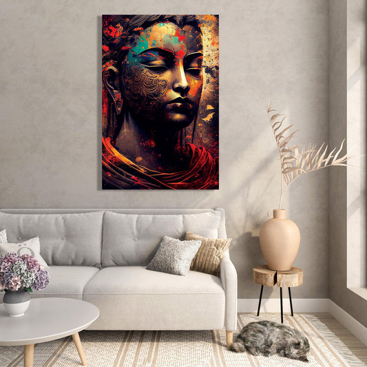 Kotart-Vibrant Buddha Canvas Art - Large Buddha Canvas Painting for Wall Decor-Posters, Prints, & Visual Artwork