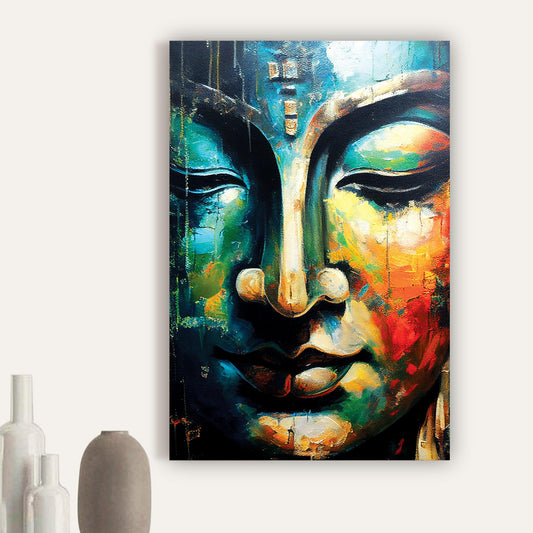 Kotart-Vibrant Buddha Canvas Painting - Large Buddha Canvas Art for Home and Office Wall Decor-Posters, Prints, & Visual Artwork
