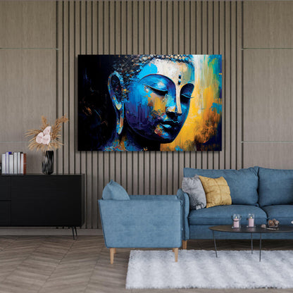 Kotart-Vibrant Buddha Canvas Painting - Large Colorful Buddha Canvas Art-Posters, Prints, & Visual Artwork