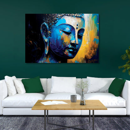 Kotart-Vibrant Buddha Canvas Painting - Large Colorful Buddha Canvas Art-Posters, Prints, & Visual Artwork