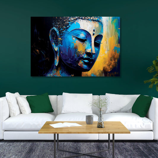 Kotart-Vibrant Buddha Canvas Painting - Large Colorful Buddha Canvas Art-Posters, Prints, & Visual Artwork