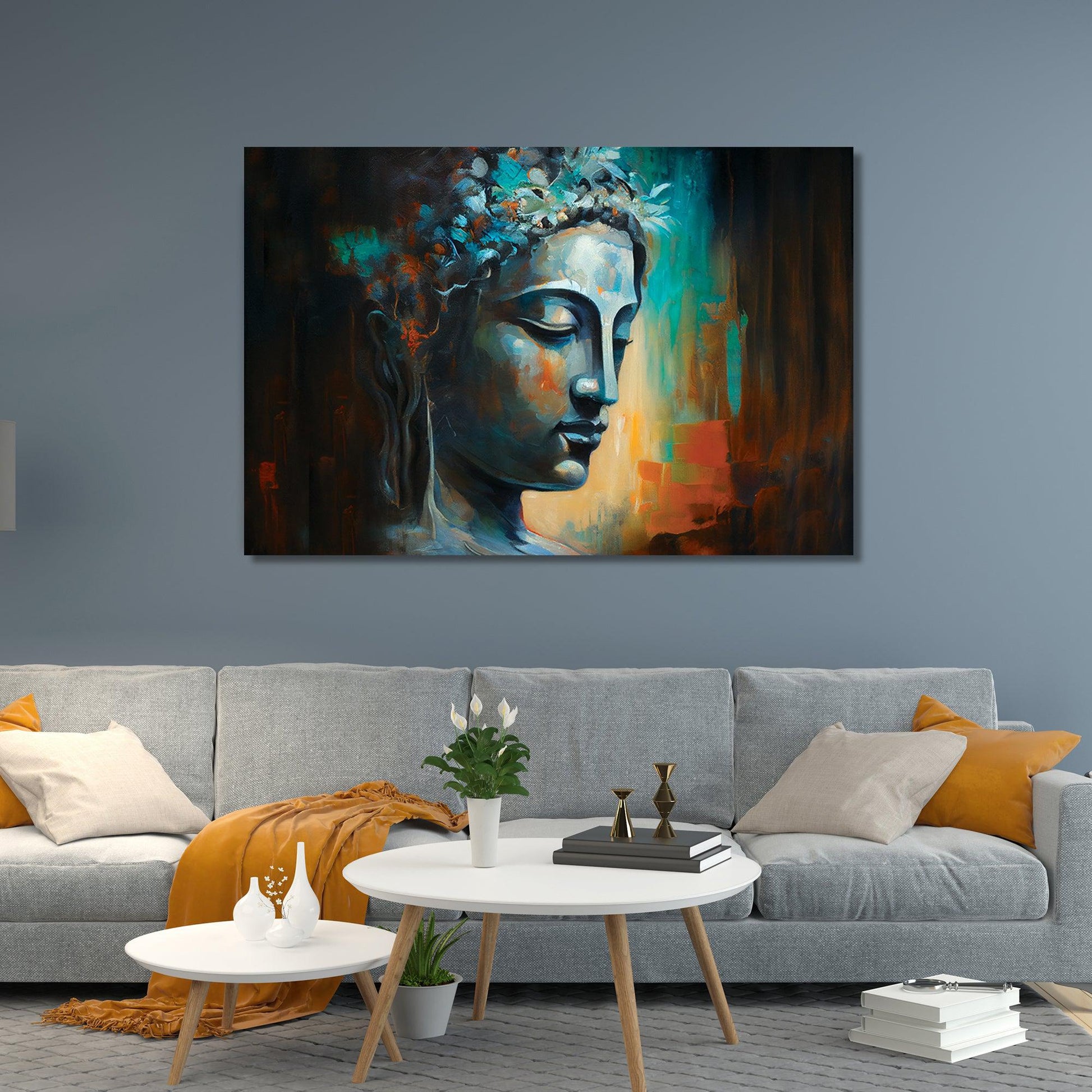 Kotart-Vibrant Buddha Canvas Painting for Living Room Wall Decor - Large Buddha Canvas Art-Posters, Prints, & Visual Artwork