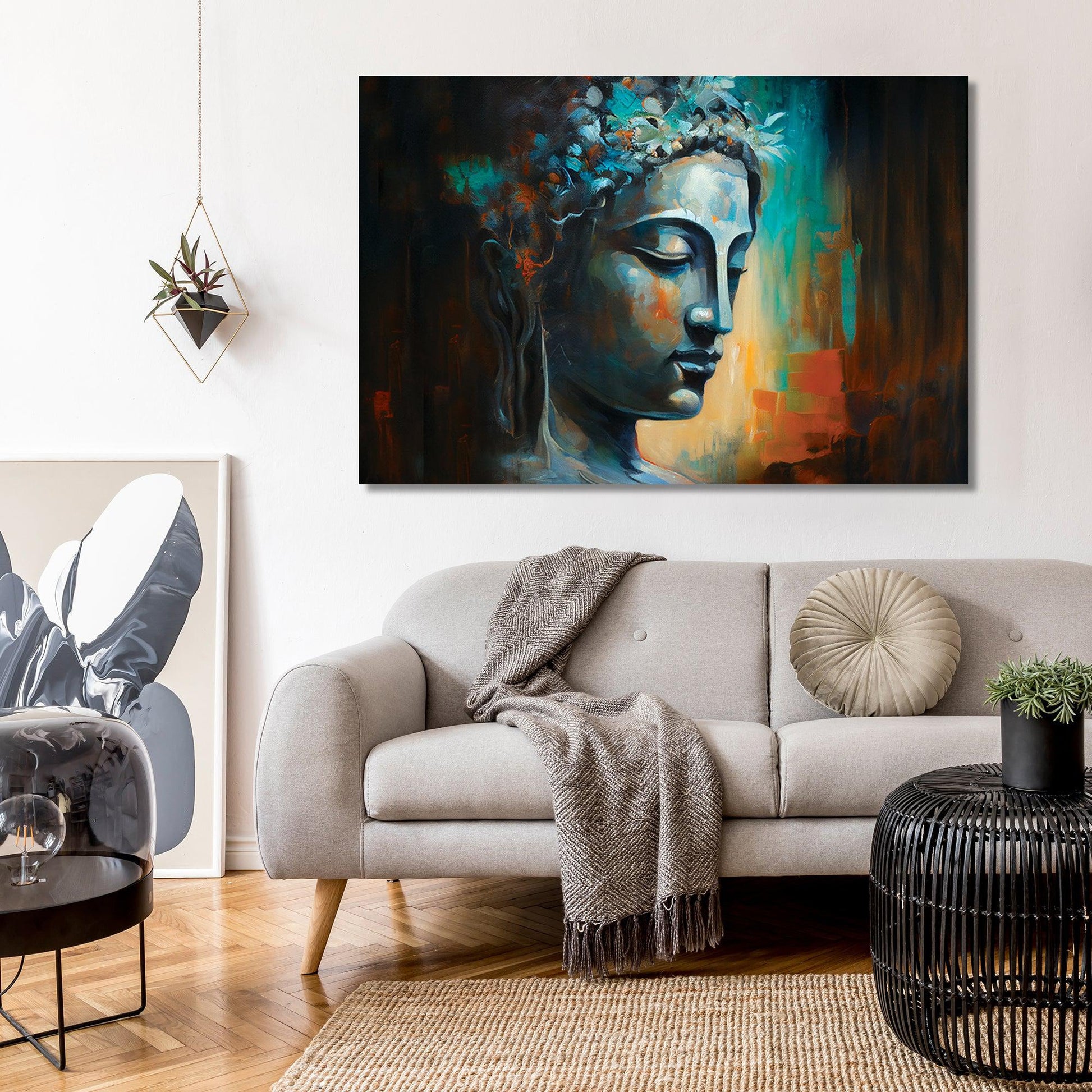 Kotart-Vibrant Buddha Canvas Painting for Living Room Wall Decor - Large Buddha Canvas Art-Posters, Prints, & Visual Artwork