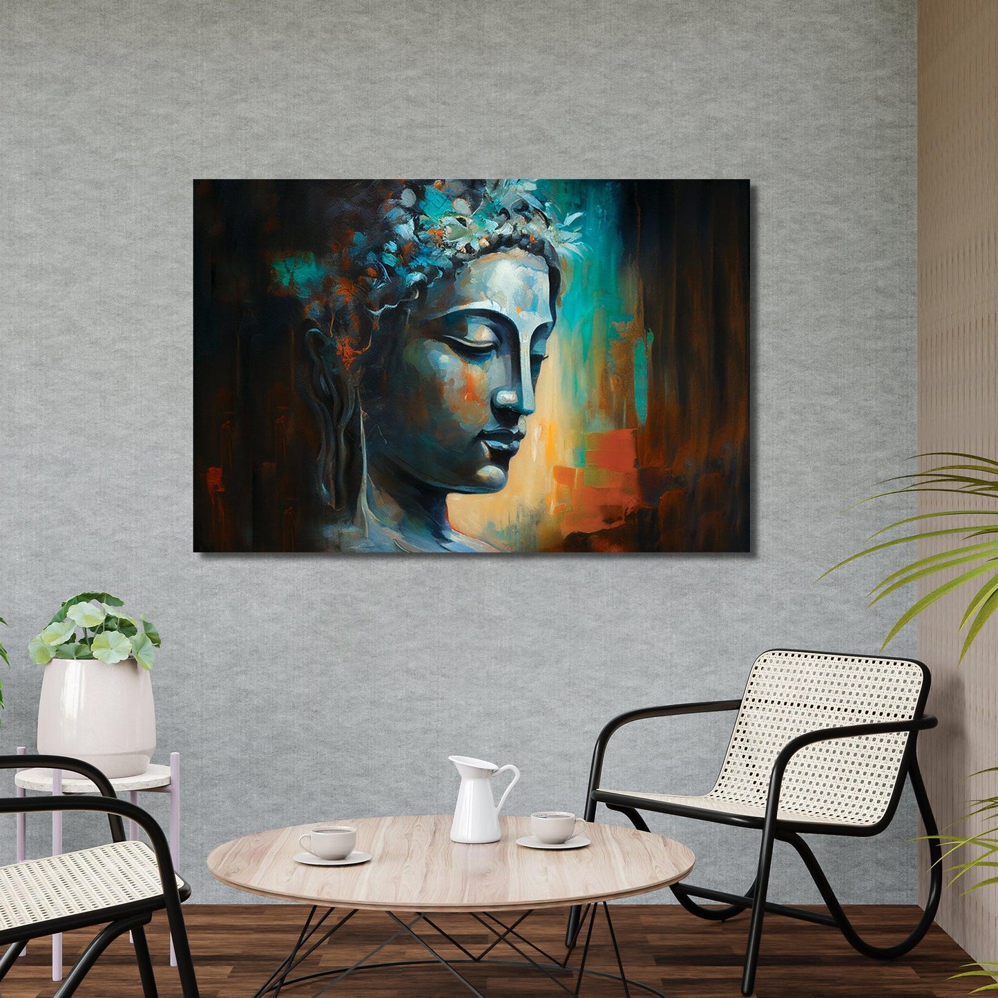 Kotart-Vibrant Buddha Canvas Painting for Living Room Wall Decor - Large Buddha Canvas Art-Posters, Prints, & Visual Artwork