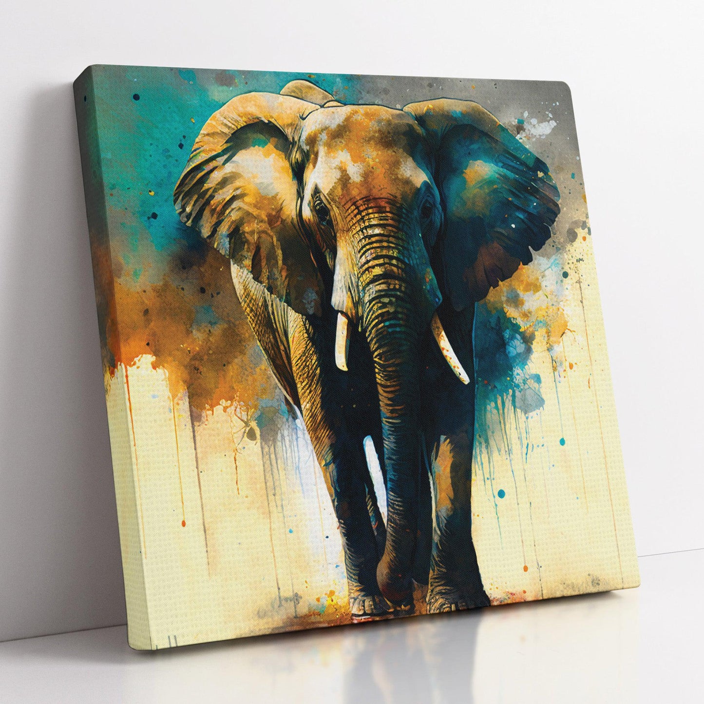 Kotart-Vibrant Canvas Painting - Colorful Elephant Canvas Art-Posters, Prints, & Visual Artwork