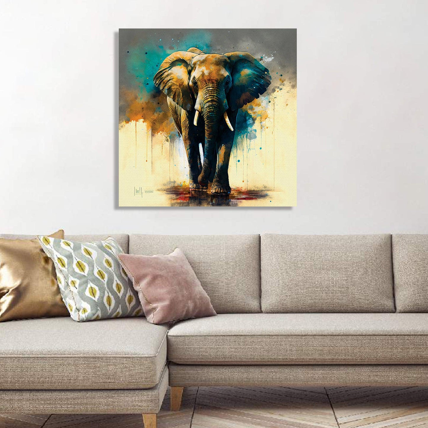 Kotart-Vibrant Canvas Painting - Colorful Elephant Canvas Art-Posters, Prints, & Visual Artwork