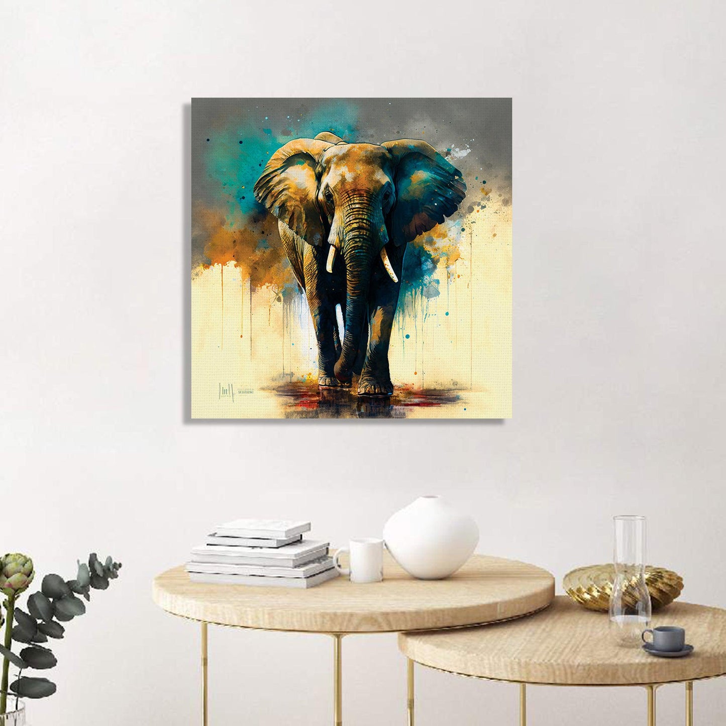 Kotart-Vibrant Canvas Painting - Colorful Elephant Canvas Art-Posters, Prints, & Visual Artwork