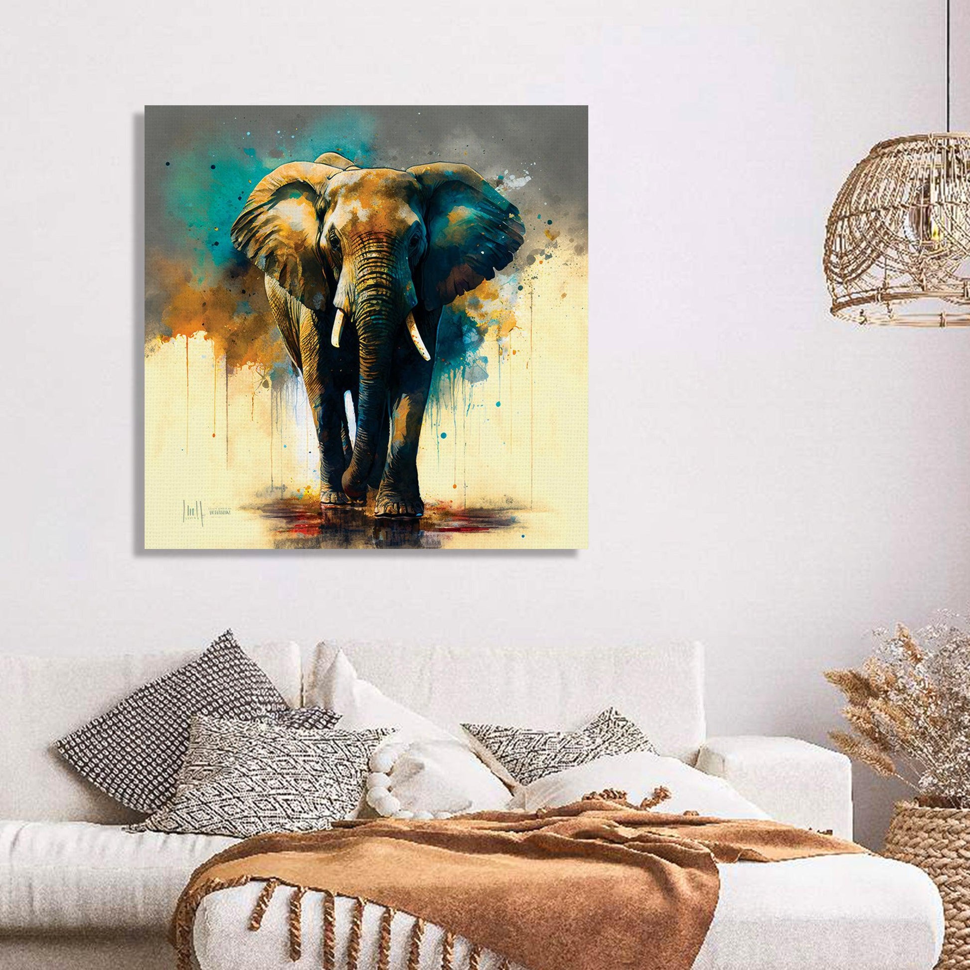 Kotart-Vibrant Canvas Painting - Colorful Elephant Canvas Art-Posters, Prints, & Visual Artwork