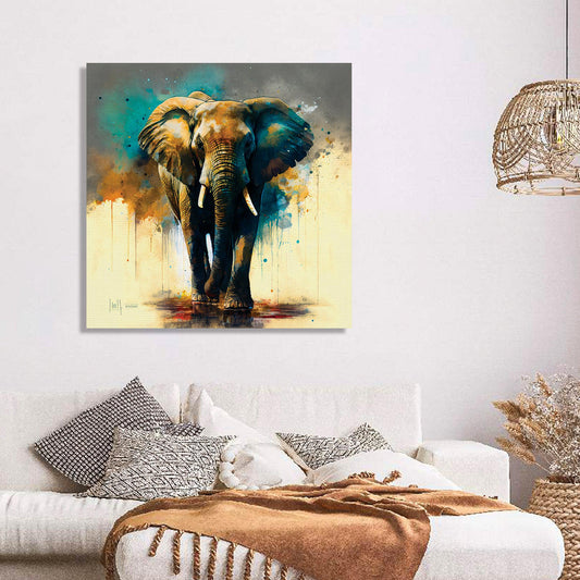 Kotart-Vibrant Canvas Painting - Colorful Elephant Canvas Art-Posters, Prints, & Visual Artwork