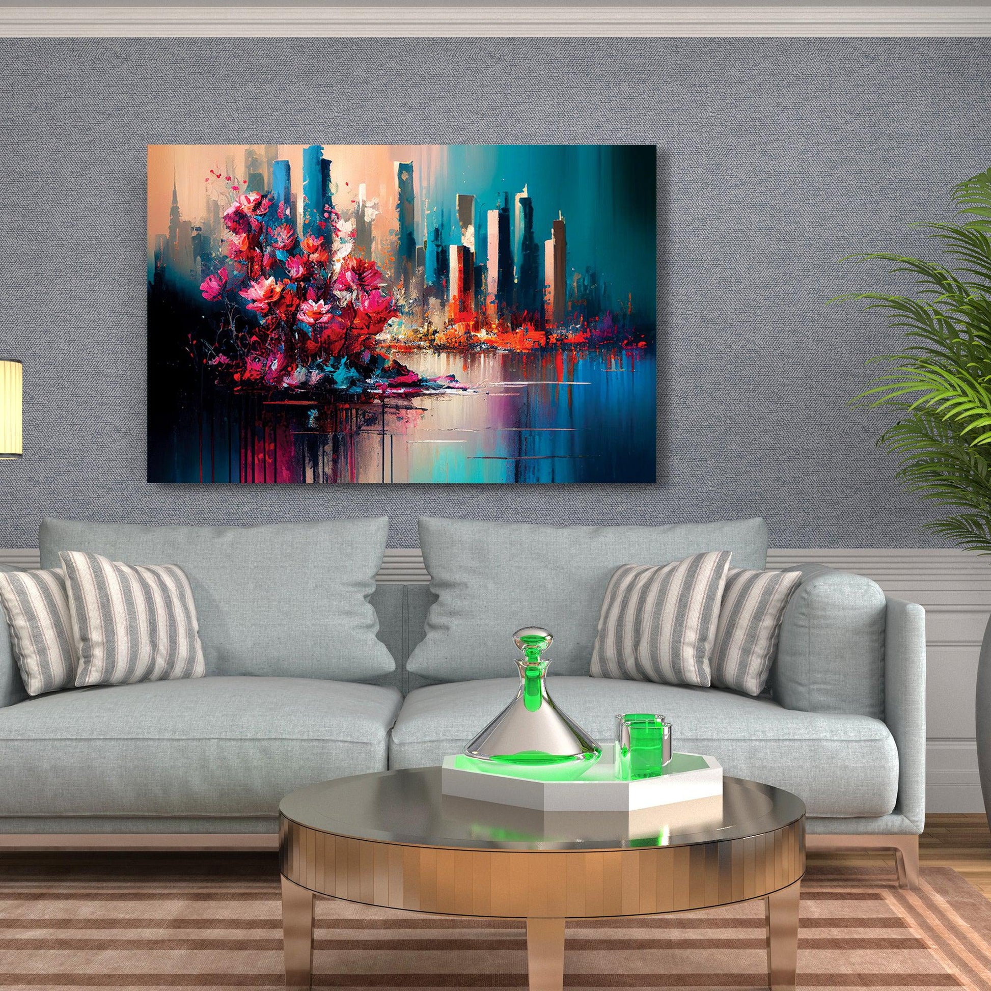 Kotart-Vibrant City Canvas Painting-Posters, Prints, & Visual Artwork