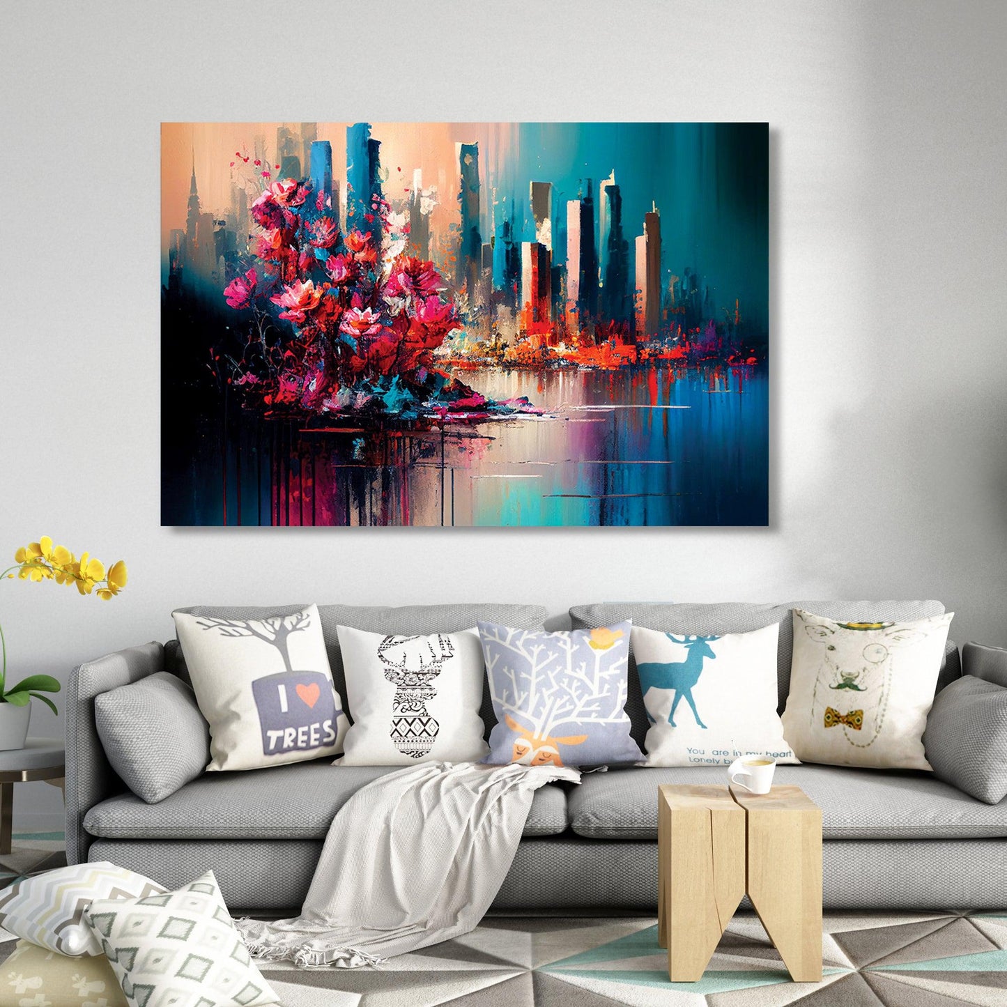 Kotart-Vibrant City Canvas Painting-Posters, Prints, & Visual Artwork