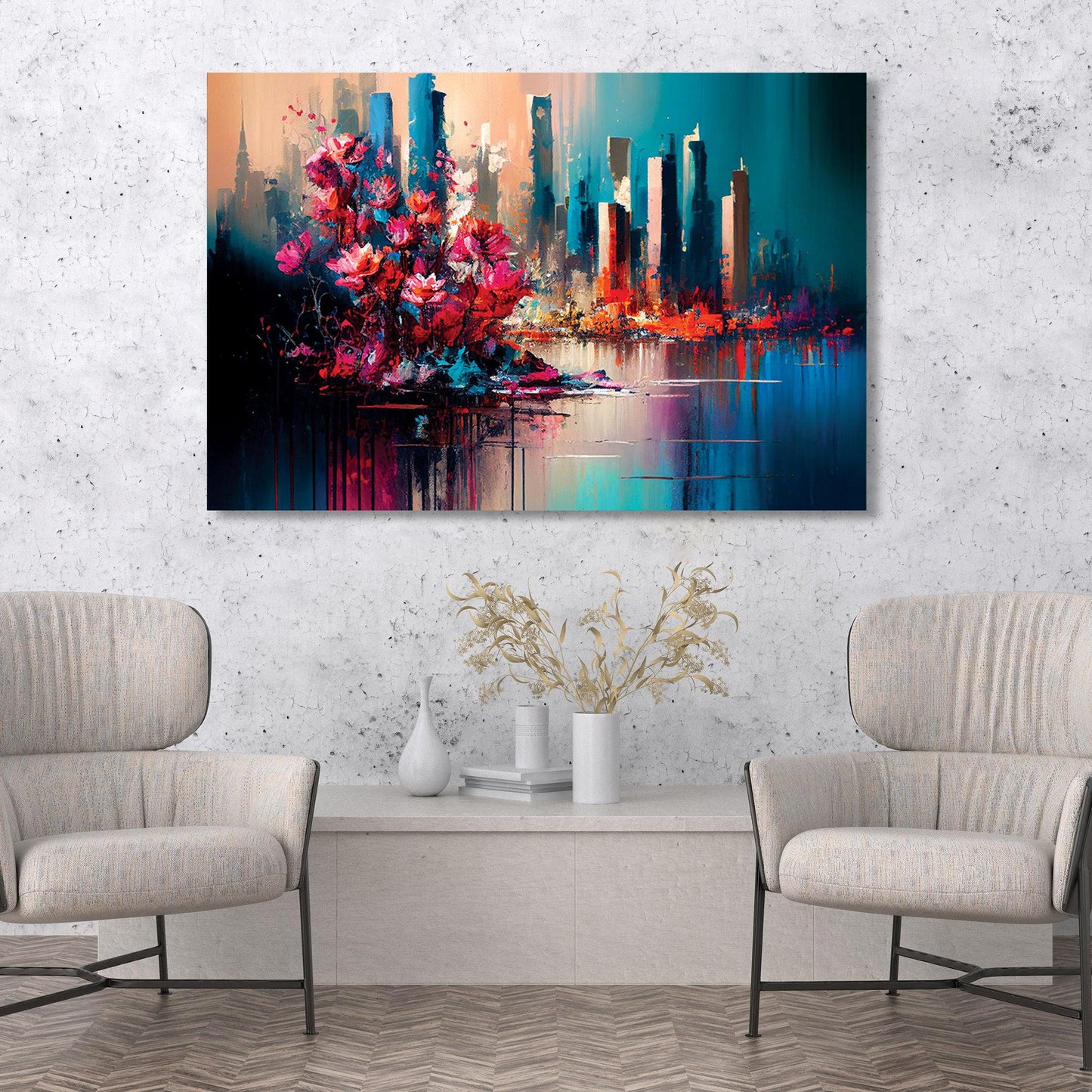 Kotart-Vibrant City Canvas Painting-Posters, Prints, & Visual Artwork