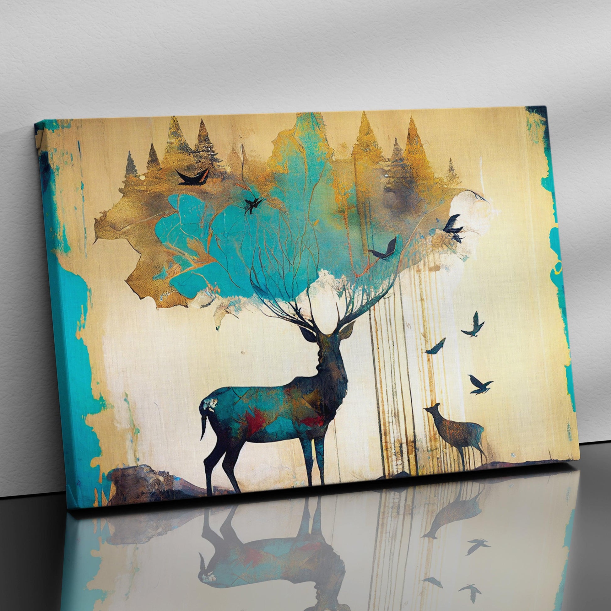 Kotart-Vibrant Deer Canvas Painting for Living Room Wall Decor-Posters, Prints, & Visual Artwork