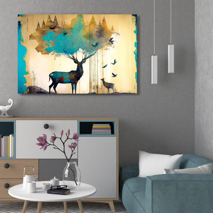 Kotart-Vibrant Deer Canvas Painting for Living Room Wall Decor-Posters, Prints, & Visual Artwork