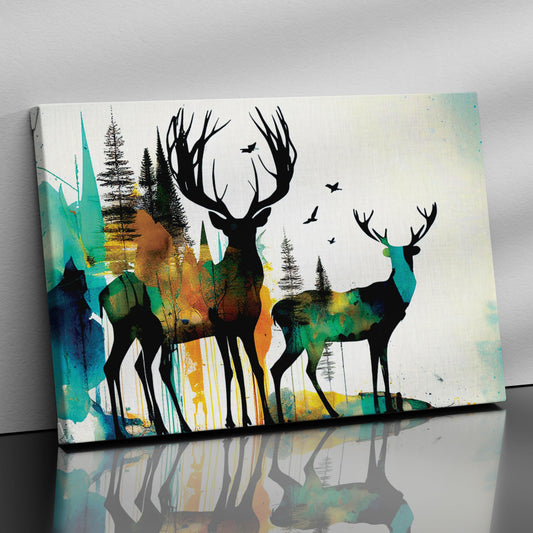 Kotart-Vibrant Deer in Forest Canvas Art - Large Canvas Painting for Wall Decor-Posters, Prints, & Visual Artwork