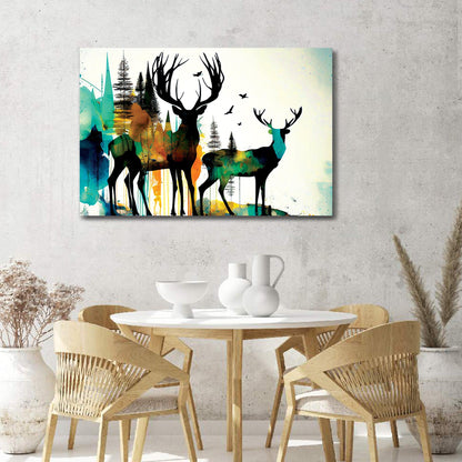Kotart-Vibrant Deer in Forest Canvas Art - Large Canvas Painting for Wall Decor-Posters, Prints, & Visual Artwork