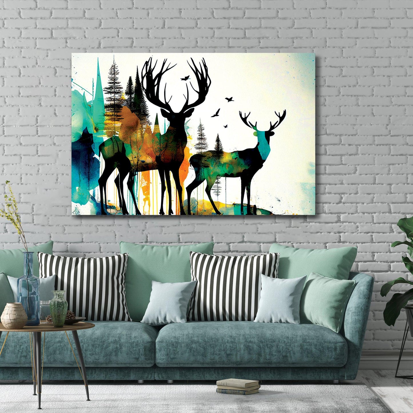 Kotart-Vibrant Deer in Forest Canvas Art - Large Canvas Painting for Wall Decor-Posters, Prints, & Visual Artwork