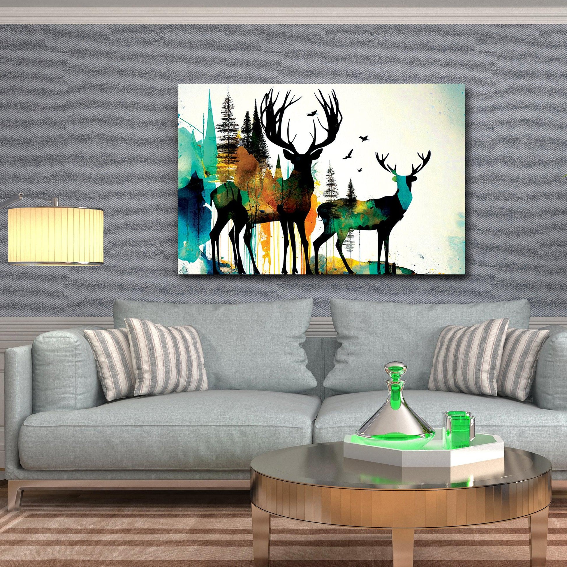 Kotart-Vibrant Deer in Forest Canvas Art - Large Canvas Painting for Wall Decor-Posters, Prints, & Visual Artwork