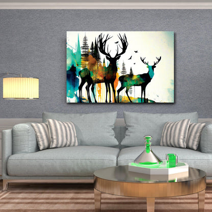 Kotart-Vibrant Deer in Forest Canvas Art - Large Canvas Painting for Wall Decor-Posters, Prints, & Visual Artwork