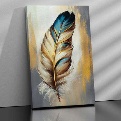 Kotart-Vibrant Feather Canvas Painting - Modern Canvas Art in Luxury Gold-Posters, Prints, & Visual Artwork