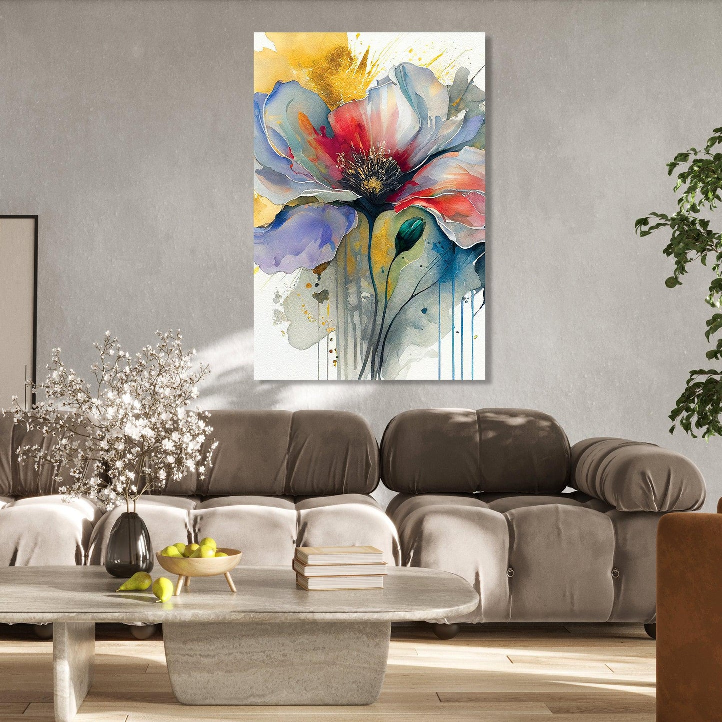 Kotart-Vibrant Flower Bloom Canvas Art Painting - Modern Colorful Floral Canvas Art-Posters, Prints, & Visual Artwork