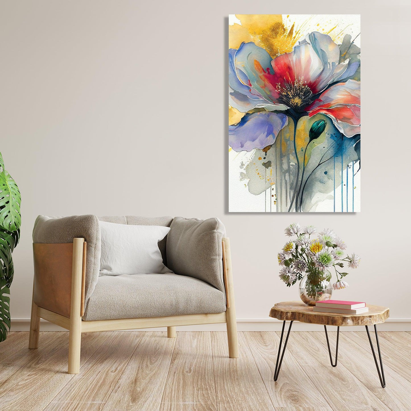 Kotart-Vibrant Flower Bloom Canvas Art Painting - Modern Colorful Floral Canvas Art-Posters, Prints, & Visual Artwork