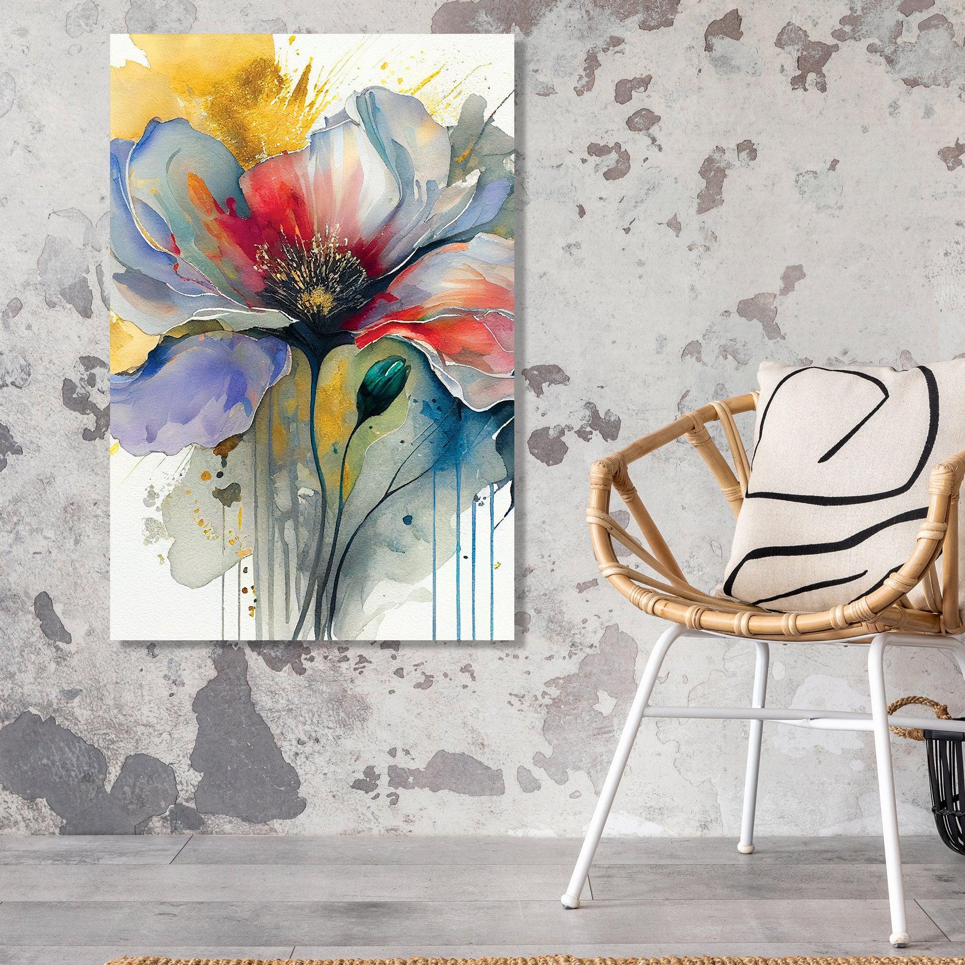 Kotart-Vibrant Flower Bloom Canvas Art Painting - Modern Colorful Floral Canvas Art-Posters, Prints, & Visual Artwork