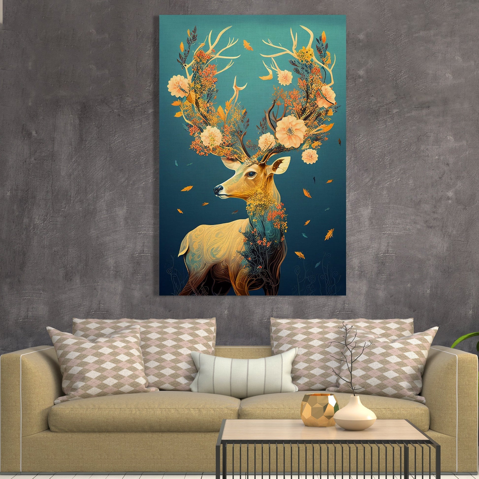 Kotart-Vibrant Modern Deer Art Canvas Painting for Living Room Bedroom Home Wall Decor-Posters, Prints, & Visual Artwork