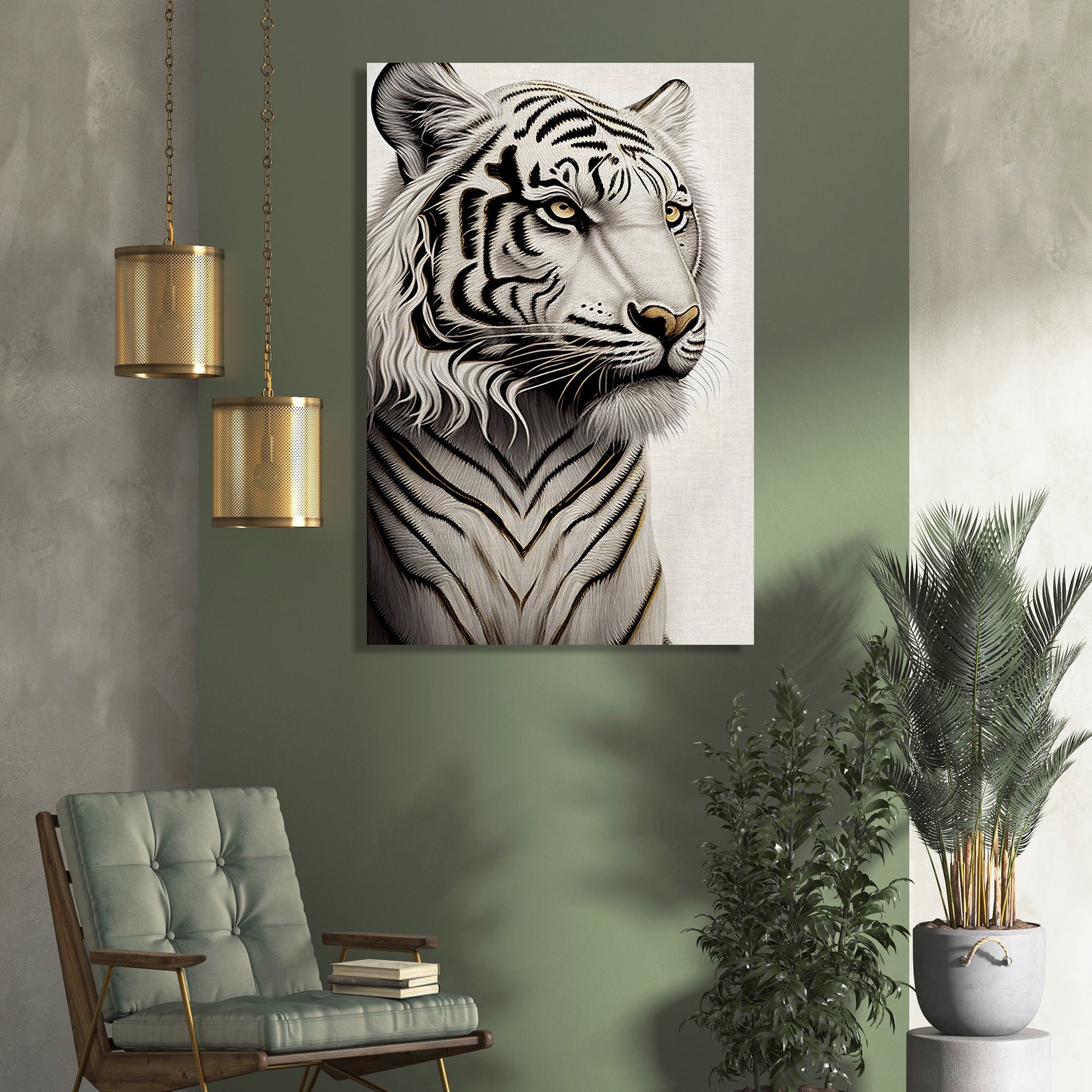 Kotart-White Tiger Canvas Painting for Living Room Wall Decor - Wild Tiger Canvas Art-Posters, Prints, & Visual Artwork