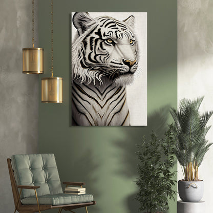 Kotart-White Tiger Canvas Painting for Living Room Wall Decor - Wild Tiger Canvas Art-Posters, Prints, & Visual Artwork