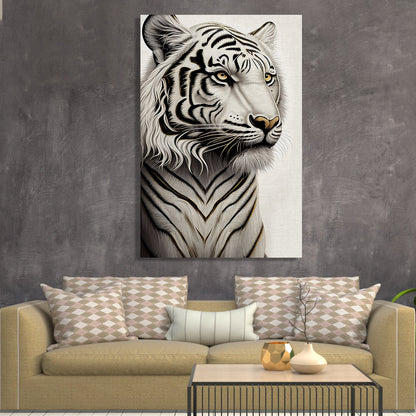 Kotart-White Tiger Canvas Painting for Living Room Wall Decor - Wild Tiger Canvas Art-Posters, Prints, & Visual Artwork