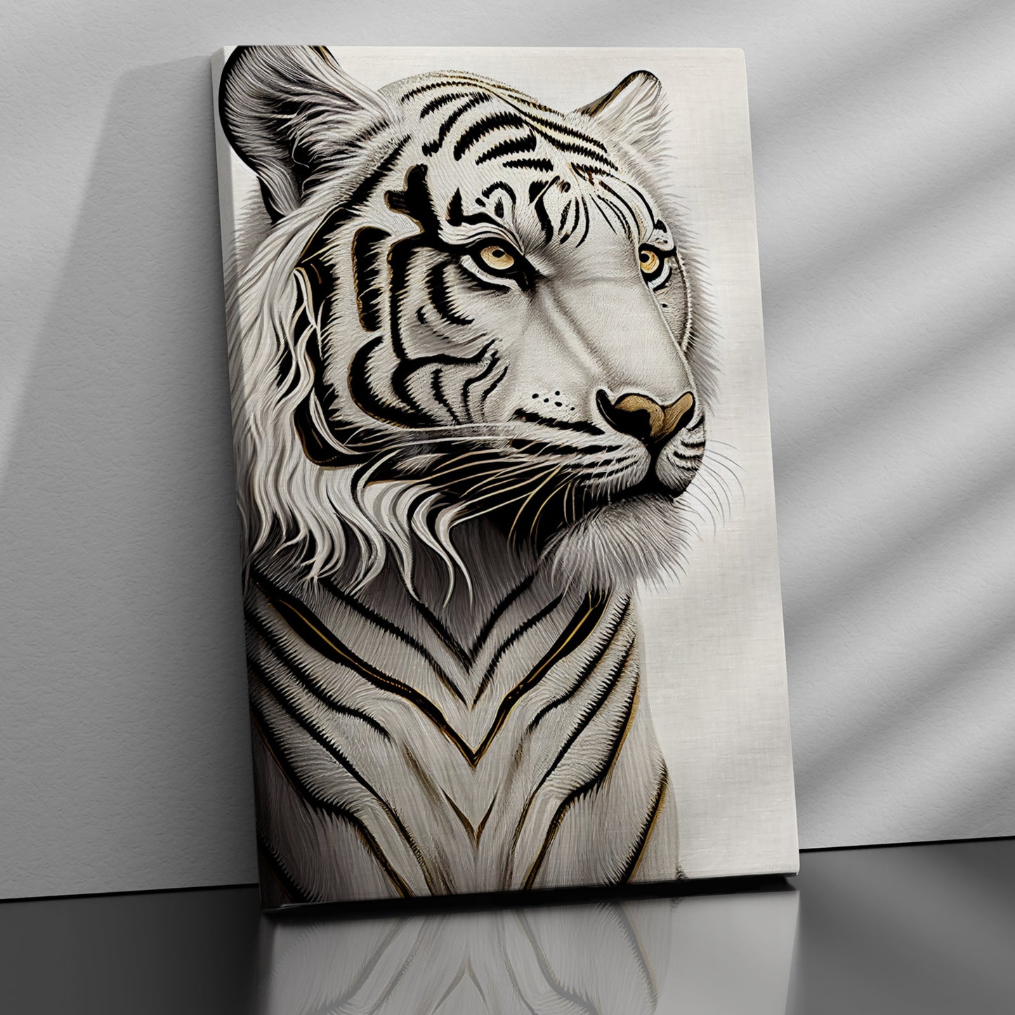 Kotart-White Tiger Canvas Painting for Living Room Wall Decor - Wild Tiger Canvas Art-Posters, Prints, & Visual Artwork