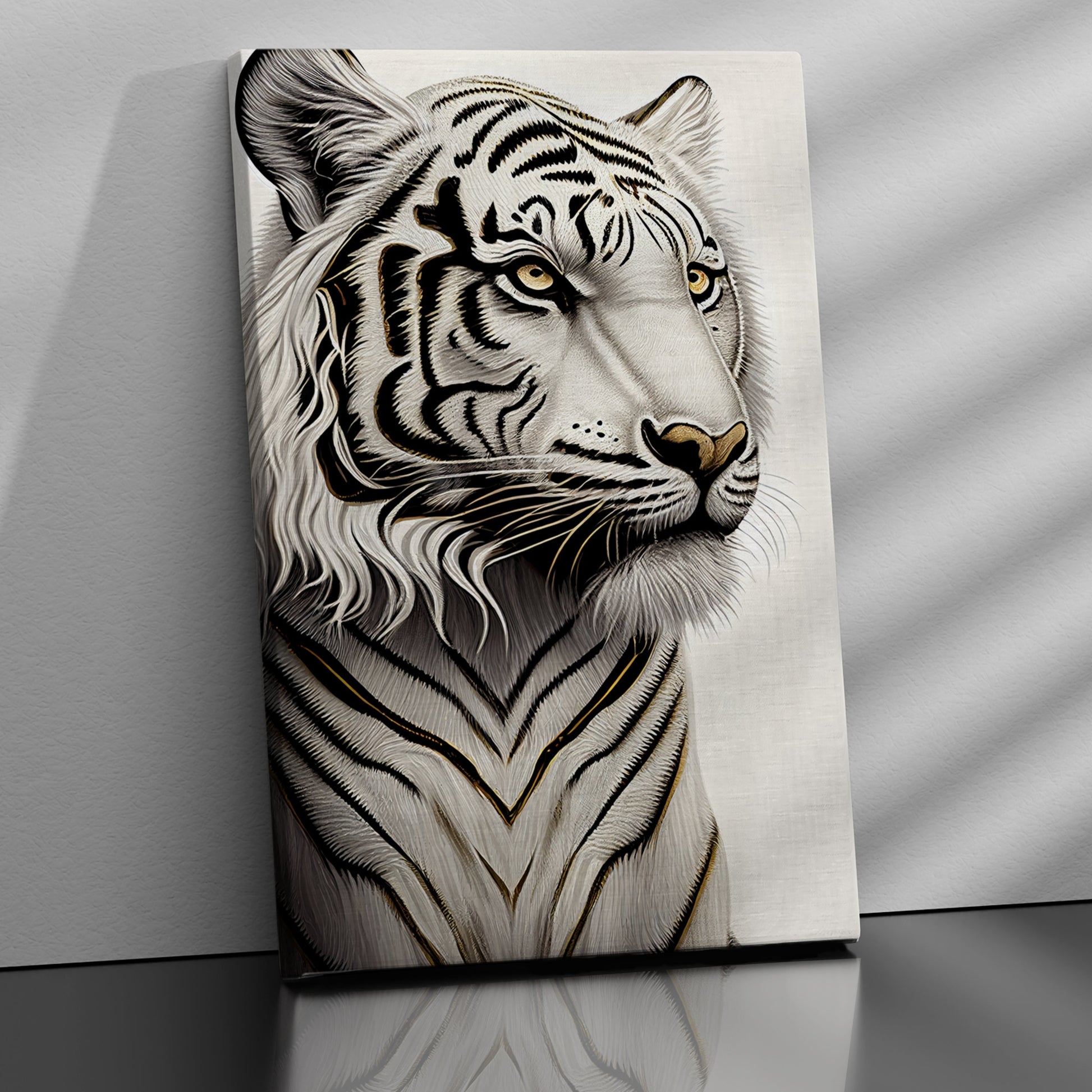 Kotart-White Tiger Canvas Painting for Living Room Wall Decor - Wild Tiger Canvas Art-Posters, Prints, & Visual Artwork