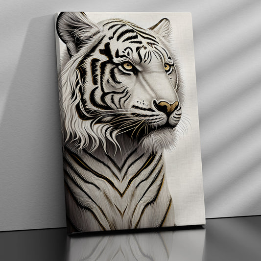 Kotart-White Tiger Canvas Painting for Living Room Wall Decor - Wild Tiger Canvas Art-Posters, Prints, & Visual Artwork