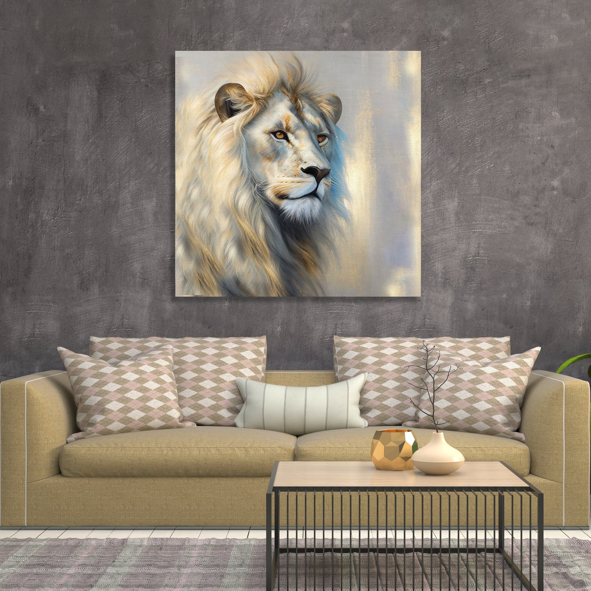 Kotart-Wildlife Inspired White Lion Canvas Painting for Living Room Bedroom Home and Office Wall Decor-Posters, Prints, & Visual Artwork