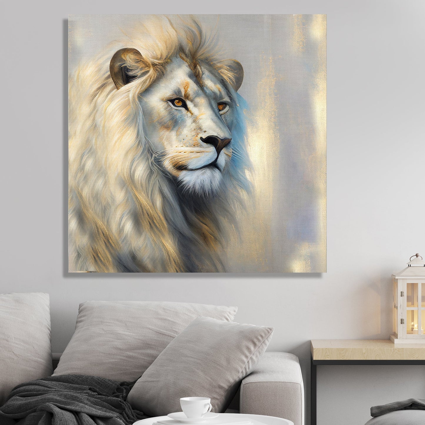 Kotart-Wildlife Inspired White Lion Canvas Painting for Living Room Bedroom Home and Office Wall Decor-Posters, Prints, & Visual Artwork